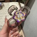 Molla per capelli con fiocco di cristallo coreano, clip marrone trasparente con strass. - Rosso rosa