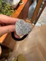 Rhinestone heart hair tie, elegant sparkle ponytail holder, fashion high-end hair accessories. - Cool White