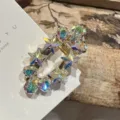Korean style crystal star hair clip, stunning iridescent rhinestone duckbill clip for fashion women. - Star AB White