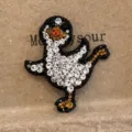Sparkling crystal cartoon duck hair clip, cute rhinestone side bangs hairpin for daily wear accessories. - White