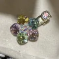 Pince à cheveux fleur de cristal douce coréenne, pince bec de canard strass scintillants pour femmes. - Coloré
