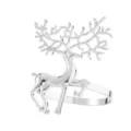 Rond de serviette renne argenté, décoration de table de Noël élégante porte-serviettes. - Élan / Argent