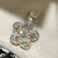 Jolie pince à cheveux fleur en cristal avec strass scintillants, élégante pince bec de canard. - Blanc AB