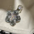 Pince à cheveux fleur strass douce coréenne clip bec de canard accessoire de cheveux en cristal - Bleu Charme