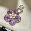 Pince à cheveux fleur en cristal violet scintillant, barrette strass douce pour femmes. - Violet