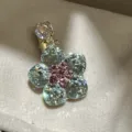 Pince à cheveux bec de canard fleur en cristal doux coréen strass scintillants - Vert Clair