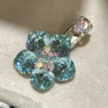 Pince à cheveux fleur en cristal bleu scintillant élégante barrette strass pour femmes chic - Bleu