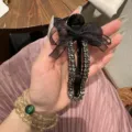 Pince à cheveux nœud strass pour femme, élégante pince bec de canard pour coiffure. - Gris