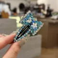 Horquilla de Pelo con Lazos de Strass Azul Cristal BB Clip Accesorio de Pelo Bonito - Azul claro
