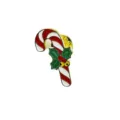 Weihnachten Zuckerstange Emaillierte Brosche mit Stechpalmenblättern festliche Anstecknadel - Zuckerstangen-Stil