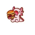 Simpatico axolotl che mangia hamburger spilla in smalto metallico accessorio. - Stile 1