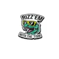 Cartoon dinosaur enamel pin with funny sunglasses and text meme design for fashion bags. - Dinosaur (286-1)