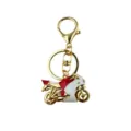 Metalen motorfiets sleutelhanger met rood witte emaille, schattige legering hanger. - Rood Wit