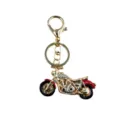 Strass Motorrad Schlüsselanhänger Metall Bike Tasche Anhänger Kristall Geschenk für Fans - Gold Rot