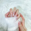 Uñas postizas nude hechas a mano con bordes de diamantes de imitación y cristales. - XS / A Ataúd Mediano 25mm / Kit de Herramientas para Uñas