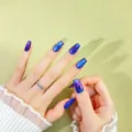Uñas postizas azul morado cat eye geniales, uñas postizas hechas a mano variante elegante. - XS / Estilo Ataúd Corto (20mm)