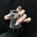 Uñas postizas hechas a mano color nude bloque medio-largo diamantes de imitación variante - M / Estilo 083 Uñas Postizas