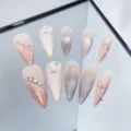 Set de uñas postizas hechas a mano con pedrería y purpurina para un diseño elegante. - XS / Estilo 060 Uñas Postizas