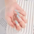 Uñas postizas degradadas azules larga ataúd uñas postizas brillo diamantes diseño - XS / Estilo 016 Uñas Postizas