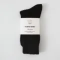 Black ribbed crew socks, classic solid color street style long socks with paper band. - One Size / Solid Black
