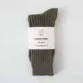 Solid color green ribbed knit long socks for men and women, Japanese street style. - One Size / Solid Army Green