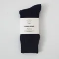 Navy blue ribbed crew socks for men and women, classic solid color casual streetwear cotton socks. - One Size / Solid Navy