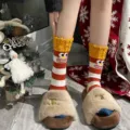 Cute funny french fries embroidered mid-tube cotton socks for women, cozy winter novelty hosiery. - One Size / Red French Fries