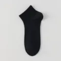 Men solid black short boat socks summer breathable casual comfortable ankle socks daily wear - One Size / Black