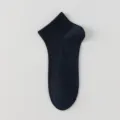 Men summer breathable solid color ankle socks, comfortable casual navy blue low cut socks. - One Size / Navy Blue