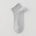 Men summer solid color breathable mesh short socks lightweight casual low cut ankle socks - One Size / Light Gray