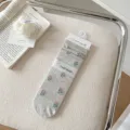 Grey floral mid-calf socks for women, breathable thin cotton with sweet lace ruffle trim. - One Size / Light Gray
