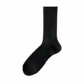 solid black mid-calf socks for women casual thin breathable ribbed hosiery everyday wear - One Size / Black