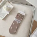 Women cute floral crew socks thin breathable sweet frilly vintage brown tube socks aesthetic - One Size / Light Coffee