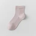 Women's spring summer thin mesh silk mid-tube socks solid color breathable casual socks - One Size / Lotus root pink