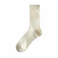 Beige mesh mid-tube socks for women, thin breathable Japanese style solid color daily casual socks - One Size / Beige