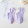 Calcetines bajos de mujer de algodon morado con diseño moteado colorido para verano. - Talla única / Violeta Claro