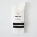 Unisex white mid-calf socks with black stripes, casual sports streetwear knitted socks. - One Size / Two-Bar Black
