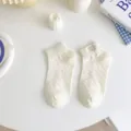 White women ankle socks cute embroidered heart cotton low cut casual socks for summer - One Size / Heart