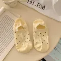 Women cute polka dot low cut boat socks invisible short socks casual daily wear - One Size / Milky Yellow