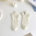 White cotton cute embroidered short socks for women, breathable summer ankle socks daily wear. - One Size / Cat