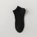 Men's solid black short boat socks with massage sole, comfortable casual ankle sock variant. - One Size / Black