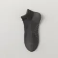 Men's solid grey low cut short socks, breathable athletic massage sole boat socks. - One Size / Dark Gray