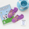 Cute purple women low cut boat socks with yellow heart pattern sweet Japanese style cotton socks - One Size / Purple Heart