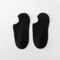 Women black shallow cut invisible socks, cotton breathable summer boat socks short style. - One Size / Black