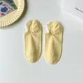 Women yellow low cut invisible socks summer cute embroidered lovely boat socks style - Yellow