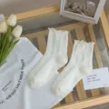 Lente zomer witte rits mid-kousen zoete Lolita student casual schattige mooie gebreide sokken. - Eén maat / Beige Gerollde Kabelbreisel