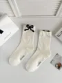 Ballet Style Women Mid-Tube Mesh Socks With Bowknot Lolita Sweet Cotton Casual Socks - One Size / 3D Bow