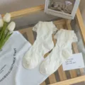 Kanten Lolita halverwege kousen met volants, gebroken witte zoete JK mode sokken voor vrouwen. - Eén maat / Beige Kant Roos