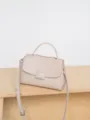 Genuine leather crossbody handbag in beige, versatile stylish shoulder bag for women. - Milk Tea