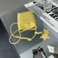 Yellow leather mini shoulder bag for women, cute star charm crossbody phone pouch stylish. - Chick Yellow